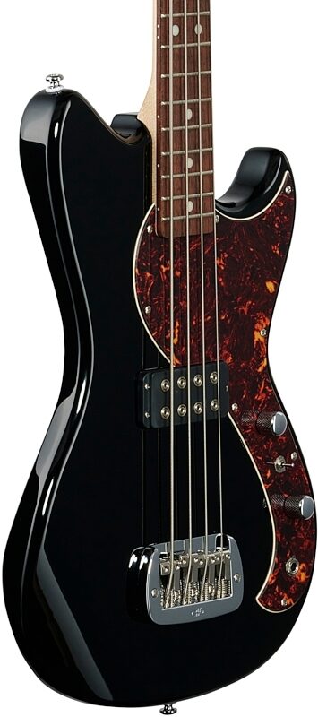 G&L Tribute Fallout Bass Guitar, Brazilian Cherry Fingerboard, Jet Black, Full Left Front