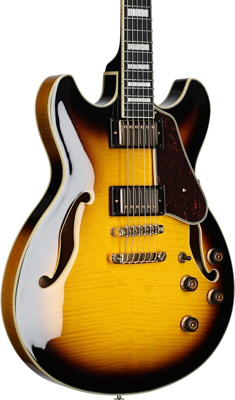 Ibanez Artcore Expressionist AS93FM Semi-Hollowbody Electric Guitar, Antique Yellow Satin, Full Left Front