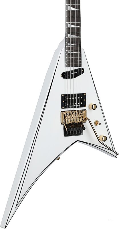 Jackson Concept Rhoads RR24 HS Electric Guitar (with Case), White with Black Pinstripes, Full Left Front