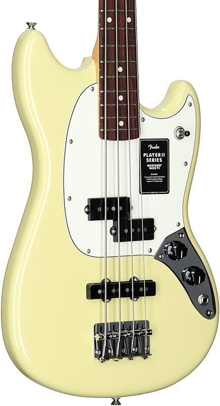 Fender Player II Mustang PJ Electric Bass, with Rosewood Fingerboard, Hialeah Yellow, Full Left Front