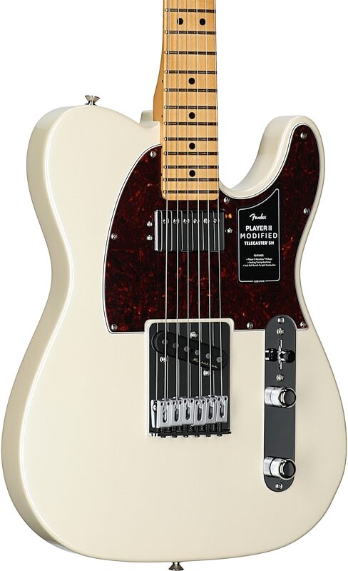 Fender Player II Modified Telecaster SH Electric Guitar, Maple Fingerboard (with Gig Bag), Olympic Pearl, Full Left Front