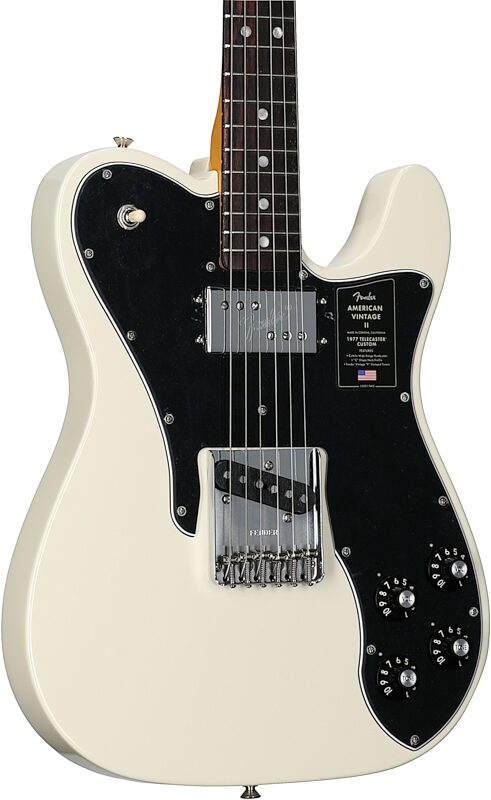 Fender American Vintage II 1977 Telecaster Custom Electric Guitar, Rosewood Fingerboard (with Case), Olympic White, Full Left Front