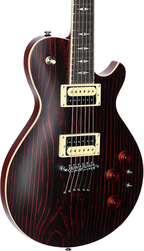 Michael Kelly Patriot Decree SB Slim Body Open Pore Electric Guitar, Transparent Red, Full Left Front