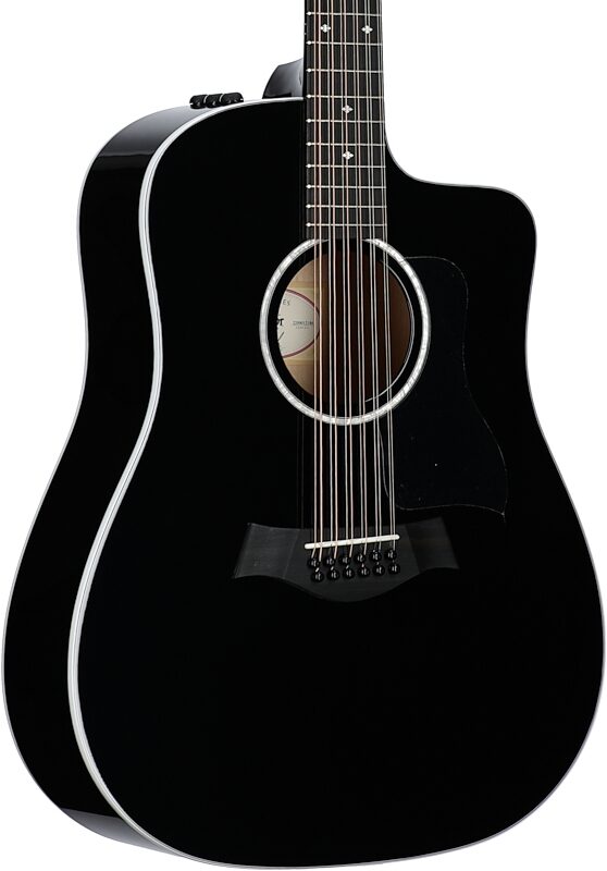 Taylor 250ce Deluxe 12-String Acoustic-Electric Guitar (with Case), Black, Full Left Front