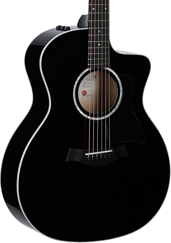 Taylor 214ce Plus Grand Auditorium Acoustic-Electric Guitar Black, Black, Full Left Front