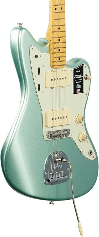 Fender American Pro II Jazzmaster Electric Guitar, Maple Fingerboard (with Case), Mystic Surf Green, Full Left Front