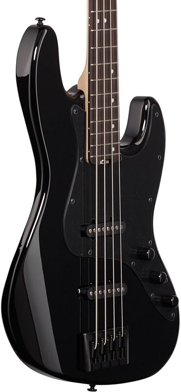 Schecter J4 Electric Bass, Gloss Black, Blemished, Full Left Front