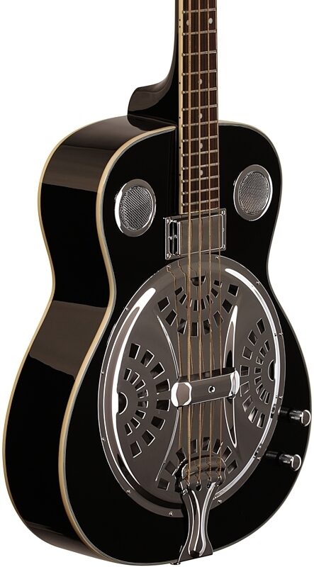 Dean Resonator Acoustic-Electric Bass, Classic Black, Full Left Front