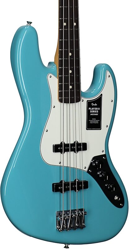 Fender Player II Jazz Electric Bass, with Rosewood Fingerboard, Aquatone Blue, Full Left Front