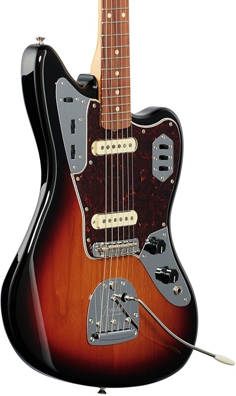 Fender Vintera '60s Jaguar Electric Guitar, Pau Ferro Fingerboard (with Gig Bag), 3-Color Sunburst, Full Left Front