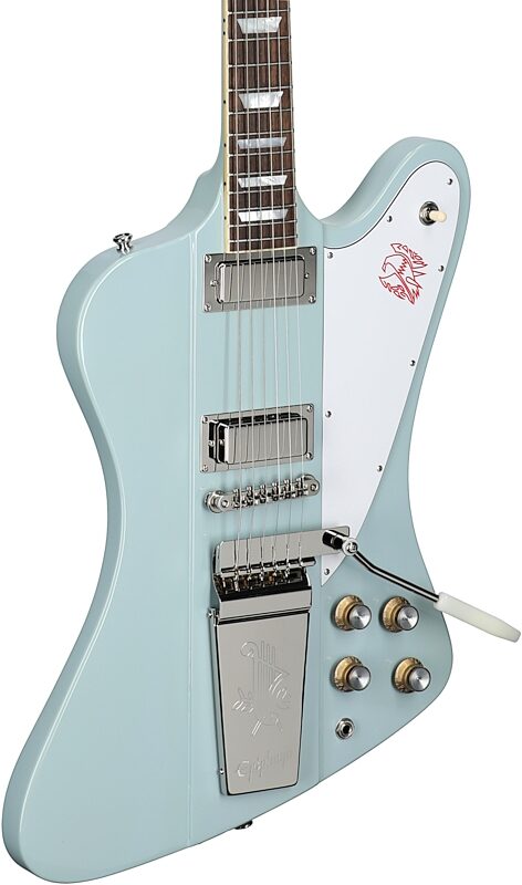 Epiphone 1963 Firebird V Electric Guitar (with Hard Case), Frost Blue, Full Left Front