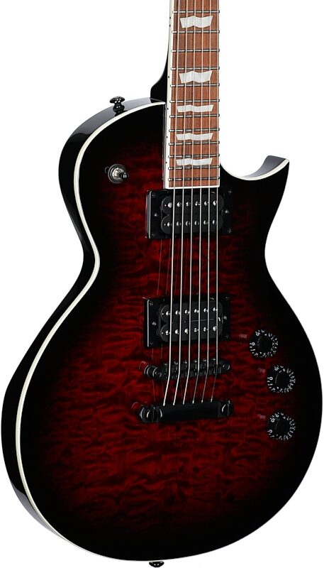 ESP LTD EC-256QM Electric Guitar, See-Thru Blk Cherry, Full Left Front