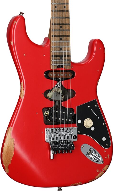 EVH Eddie Van Halen Frankenstein Relic Series Electric Guitar (with Gig Bag), Red, Full Left Front