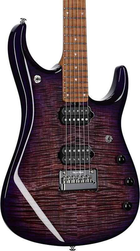 Ernie Ball Music Man John Petrucci JP15 Electric Guitar (with Case), Purple Nebula Flame, Full Left Front