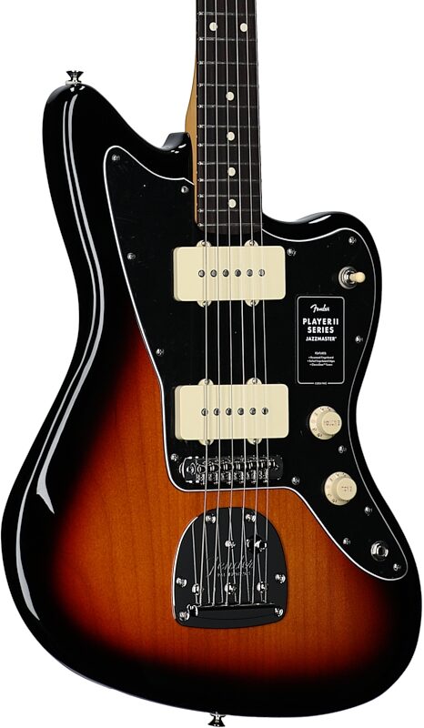 Fender Player II Jazzmaster Electric Guitar, with Rosewood Fingerboard, 3-Color Sunburst, Full Left Front