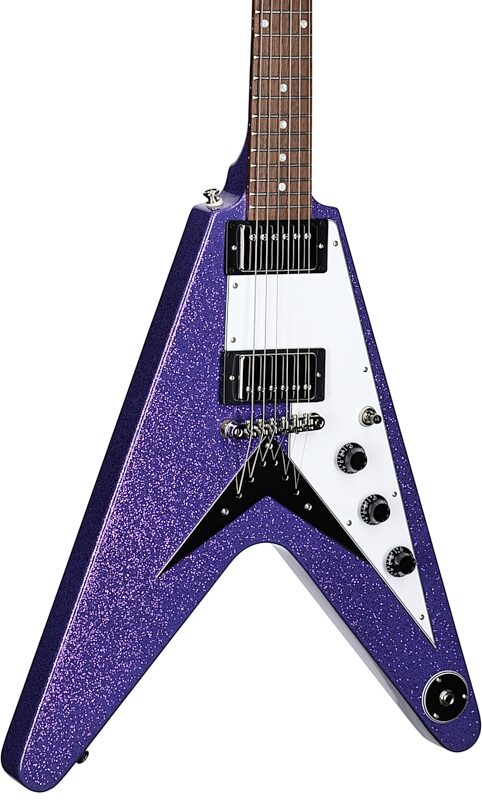 Epiphone Exclusive Flying V Electric Guitar, Purple Sparkle, Full Left Front