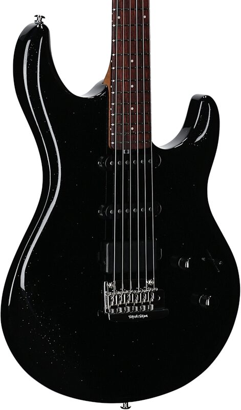 Ernie Ball Music Man Luke 4 HSS Electric Guitar, Black Sparkle, Full Left Front