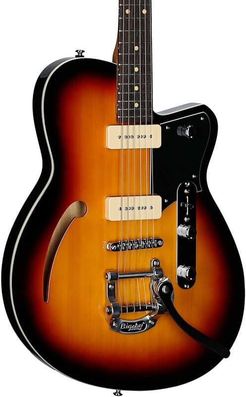 Reverend Club King 290 Electric Guitar, 3-Tone Sunburst, Full Left Front