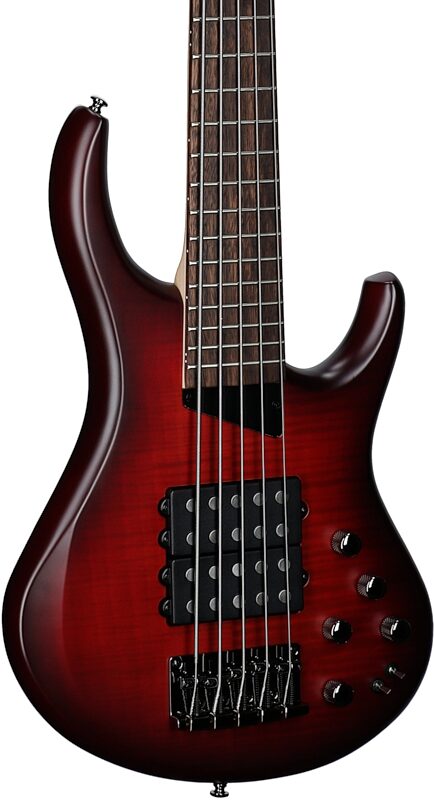 MTD Kingston Super 5 Electric Bass, 5-String (with Laurel Fingerboard), Doctor Brown&#039;s Burst, Full Left Front