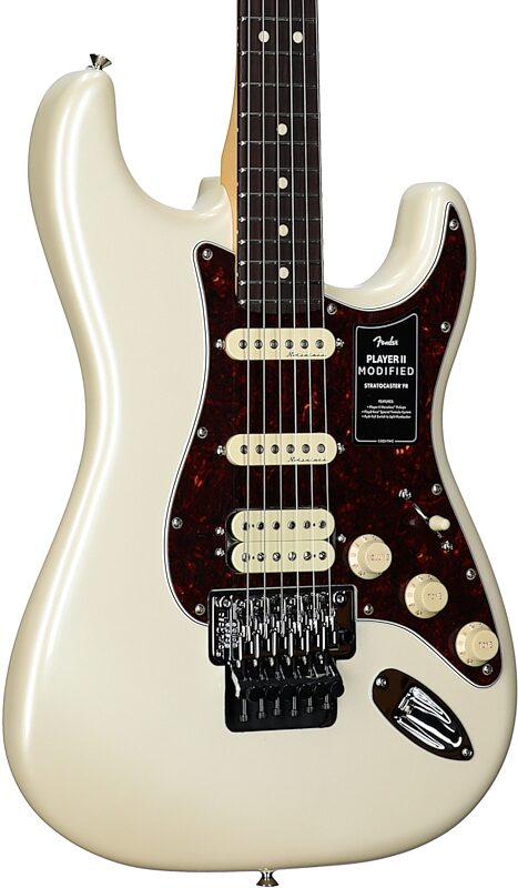 Fender Player II Modified Stratocaster HSS FR Electric Guitar, Rosewood Fingerboard (with Gig Bag), Olympic Pearl, Full Left Front