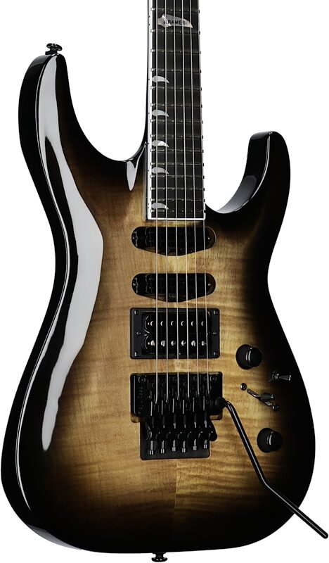 Kramer SM-1 Figured Floyd Rose Electric Guitar, Black Denim, Full Left Front