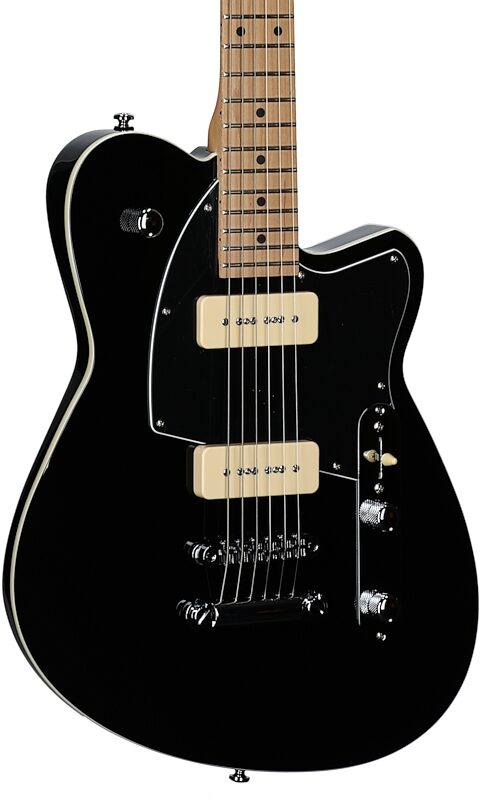 Reverend Charger 290 Electric Guitar, Midnight Black, Roasted Maple Fretboard, Full Left Front