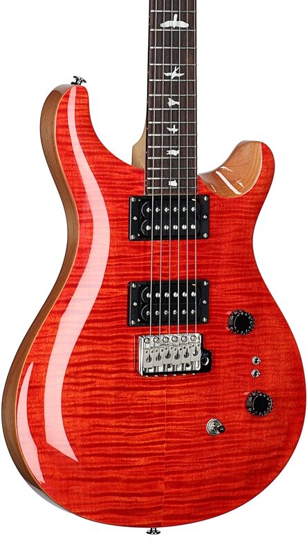 PRS Paul Reed Smith SE Custom 24-08 Electric Guitar (with Gig Bag), Blood Orange, Full Left Front