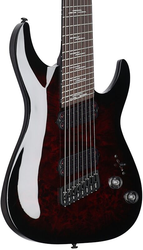 Schecter Omen Elite-8 Multiscale Electric Guitar, 8-String, Black Cherry Burst, Full Left Front