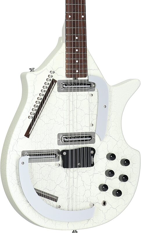 Danelectro Electric Sitar, White Crackle, Full Left Front