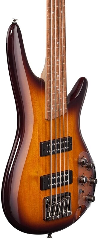 Ibanez SR375EF Fretless Electric Bass, 5-String, Brown Burst, Blemished, Full Left Front
