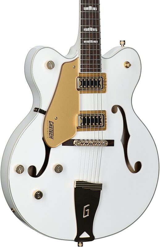 Gretsch G5422GLH Hollowbody Electric Guitar, Left-Handed, Snow Crest White, Full Left Front