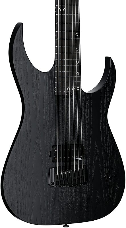 Schecter KM-7 MKIII EX Baritone Electric Guitar, Satin Black Open Pore, Full Left Front