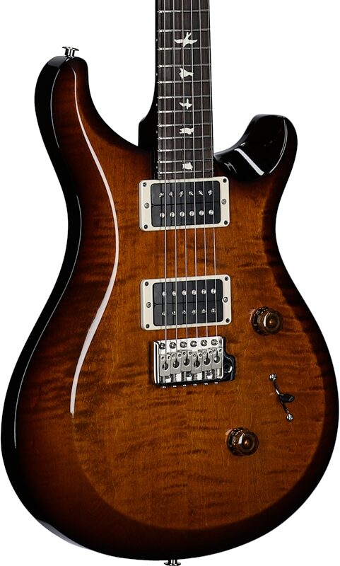 PRS Paul Reed Smith S2 Custom 24 Gloss Pattern Thin Electric Guitar (with Gig Bag), Black Amber, Full Left Front