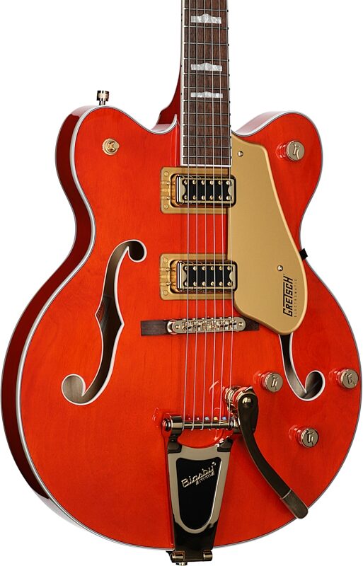 Gretsch G5422TG Electromatic Hollowbody Double Cutaway Electric Guitar, Orange, Full Left Front