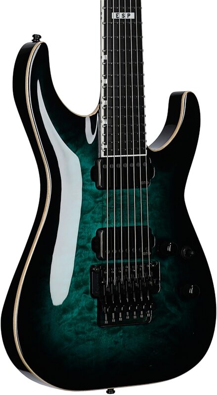 ESP E-II Horizon FR-7 Electric Guitar, 7-String (with Case), Black Turquoise Burst, Full Left Front