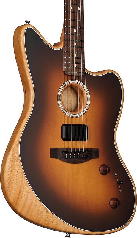 Fender Acoustasonic Player Jazzmaster Electric Guitar (with Gig Bag), 2-Color Sunburst, Full Left Front