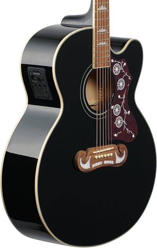 Epiphone J-200 EC Studio Acoustic-Electric Guitar, Black, Full Left Front