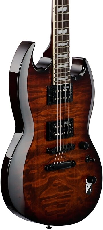ESP LTD Viper 256QM Electric Guitar, Dark Brown Sunburst, Full Left Front