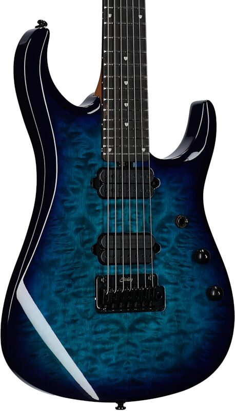 Sterling by Music Man John Petrucci JP157DQM Electric Guitar (with Gig Bag), Cerulean Blue, Full Left Front