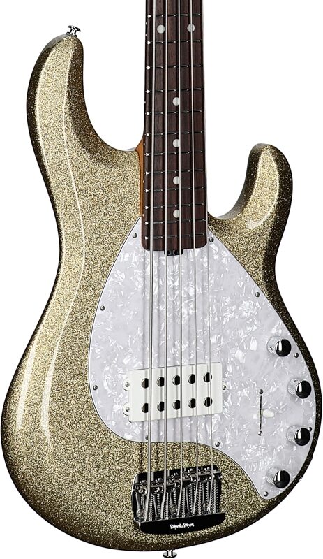 Ernie Ball Music Man StingRay 5 Special Electric Bass, 5-String (with Case), Genius Gold, Full Left Front