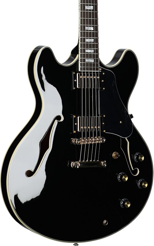 Sire Larry Carlton H7 Semi-Hollowbody Electric Guitar, Black, Full Left Front