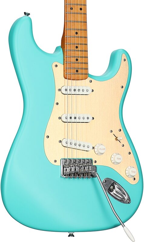 Squier 40th Anniversary Stratocaster Vintage Edition Electric Guitar, Seafoam Green, Full Left Front