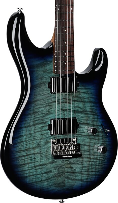 Ernie Ball Music Man Maple Top Luke 4 HH Electric Guitar (with Gig Bag), Blue Dream, Full Left Front
