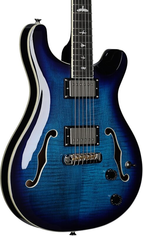 PRS Paul Reed Smith SE Hollowbody II Electric Guitar (with Case), Faded Blue Burst, Full Left Front