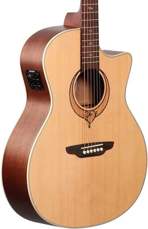 Luna Heartsong Grand Concert Acoustic-Electric Guitar with USB, New, Full Left Front
