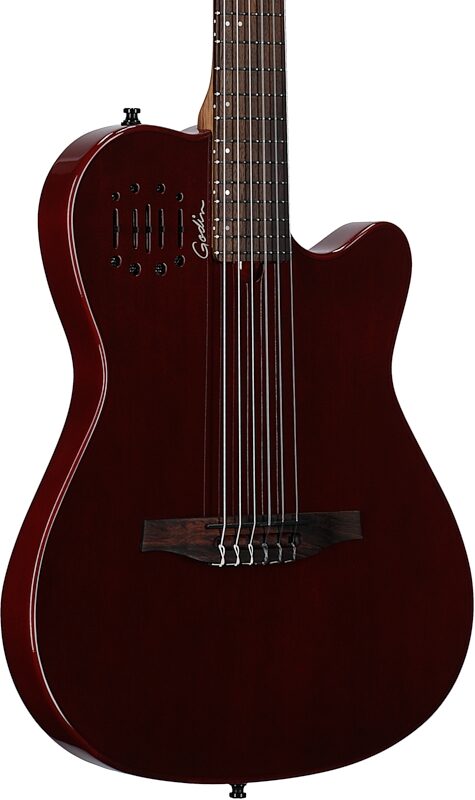 Godin Multiac Mundial Classical Acoustic-Electric Guitar (with Gig Bag), Aztek Red, Full Left Front