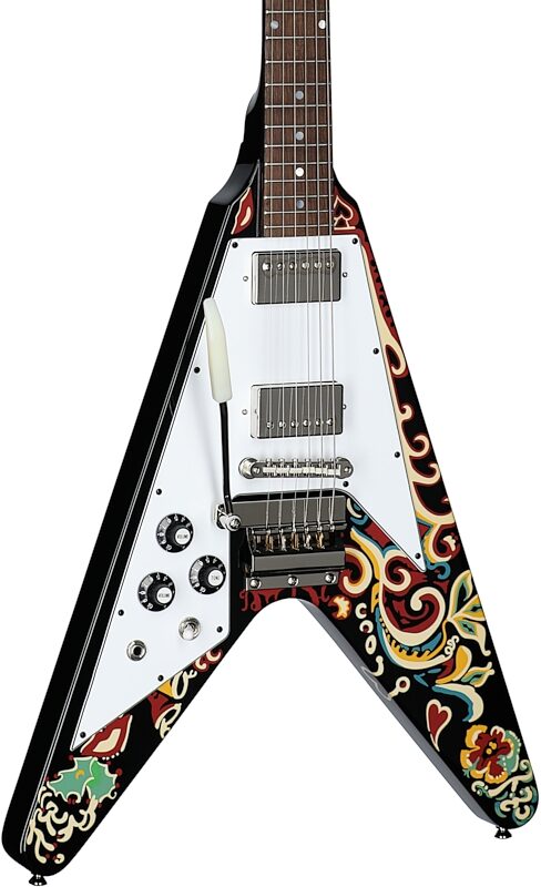 Epiphone Jimi Hendrix "Love Drops" Flying V Electric Guitar, Left-Handed (with Case), New, Full Left Front