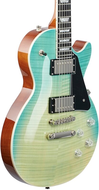 Epiphone Les Paul Modern Figured Electric Guitar, Caribbean Blue Fade, Full Left Front