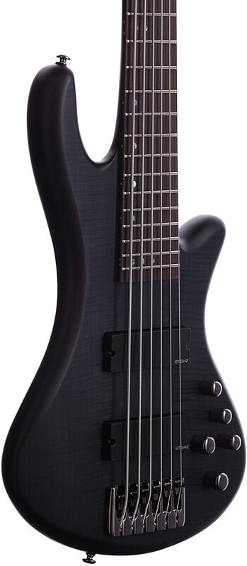 Schecter Stiletto Studio-6 6-String Electric Bass, See Thru Black Satin, Scratch and Dent, Full Left Front