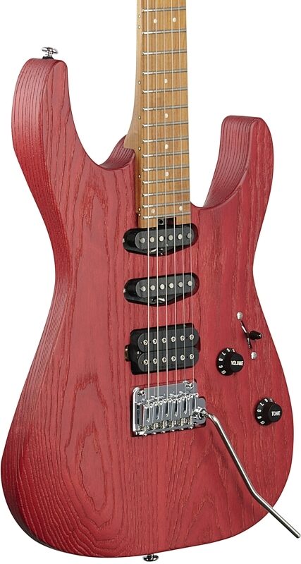 Charvel Pro-Mod DK24 HSS 2PT CM Ash Electric Guitar, Red Ash, Full Left Front